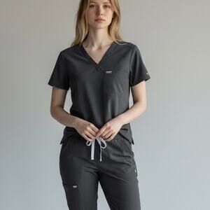 FIGS Catarina One Pocket Scrub Top Women's Sz S Charcoal Pride Edition Medical